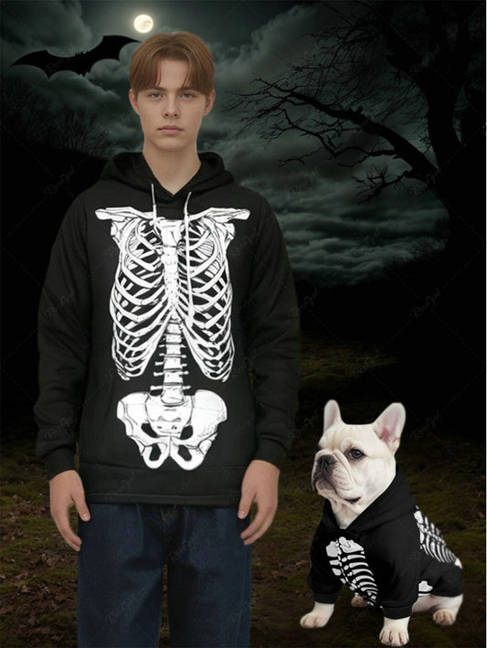 Halloween Costume Skeleton Print Dog and Owner Matching Outfits