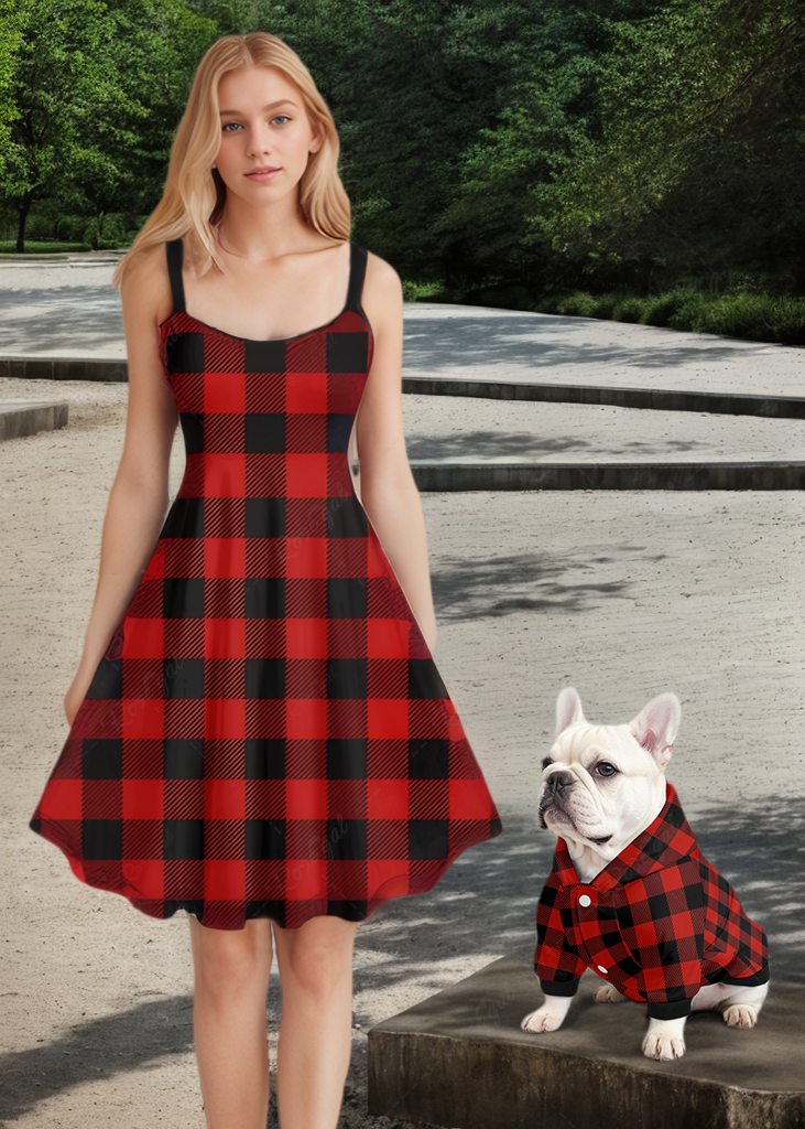 Geometric Plaid Print Dog and Owner Matching Outfits