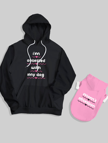 Letters Heart Wavy Lines Printed Hoodie Dog and Owner Matching Outfits